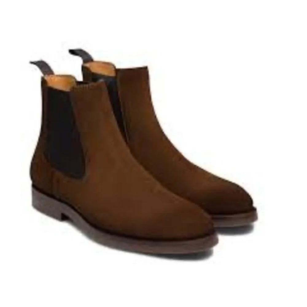 Magnanni Brown Suede Chelsea Boots Mens EU 45 Lug Sole Made in Portugal 24194